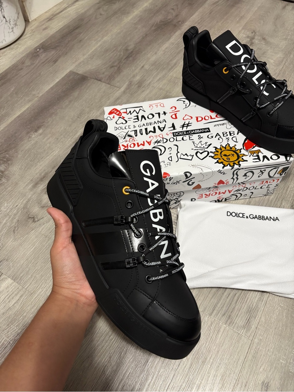 DG Men’s Black Logo Lace-Up Sneakers